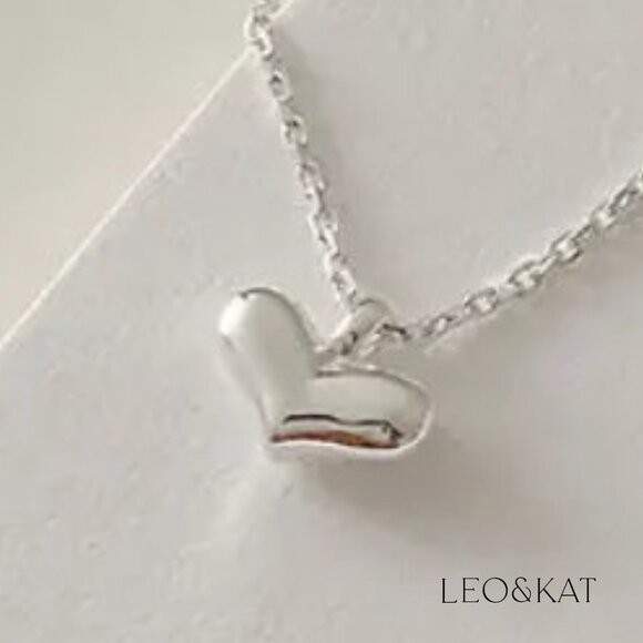 Heart Pendant Necklace in gold and Silver. 925 Sterling Silver. #1118 - Picture 3 of 6